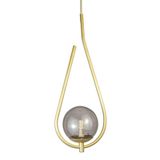 Lustre Pendente On Drop - Dourado Com Globo De Vidro Fumê