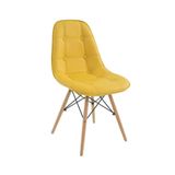 Cadeira Para Sala De Jantar Eiffel Eames Botonê Amarelo Base Madeira - D\&#39;rossi