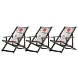 Kit 3 Espreguiçadeiras Dobrável Black Cb-cinza Floral