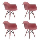 Conjunto 4 Cadeiras Eames Com Braço Rodonita Pés Em Polipropileno