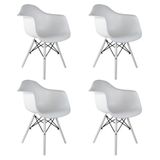 Conjunto 4 Cadeiras Eames Com Braço Branca Pés Em Polipropileno