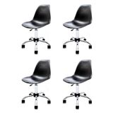 Conjunto 4 Cadeiras Eames Preto Office Cromada