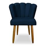 Cadeira Para Mesa De Jantar Modelo Flor Veludo Cor:azul Marinho