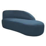 Divã Recamier Curvo Luna 185cm Lado Direito Linho - Adj Decor Cor Azul Royal