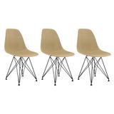 Conjunto 3 Cadeiras Eames Pp Fendi Eiffel Base Preta