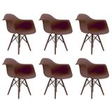 Conjunto 6 Cadeiras Eames Com Braço Ruby Pés Em Polipropileno