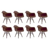 Conjunto 8 Cadeiras Eames Com Braço Ruby Pés Em Polipropileno