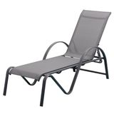 Espreguiçadeira Chaise Búzios Rivatti Em Aluminio Grafite Com Tela Mesh Grafite