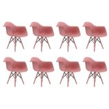 Conjunto 8 Cadeiras Eames Com Braço Opala Rosa Pés Em Polipropileno