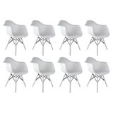 Conjunto 8 Cadeiras Eames Com Braço Branca Pés Em Polipropileno