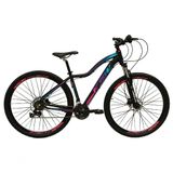 Bicicleta Feminina Aro 29 Ksw Mwza Alumínio 24v Câmbios Shimano Garfo Com Trava No Ombro - Preto/pink/azul Tam.15