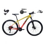 Bicicleta Aro 29 Ksw Xlt Câmbio Traseiro Shimano Deore E Altus 27v Freio Hidráulico Garfo Trava - Amarelo/laranja Tam.17