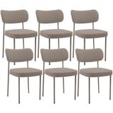 Kit 06 Cadeiras Estofadas Para Sala De Jantar Melina Base Arena L02 Bouclê Bege - Lyam Decor