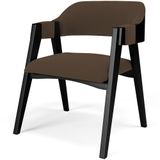 Cadeira Para Sala De Jantar Estar Living Estofada Suran L02 Preto Suede Marrom - Lyam Decor