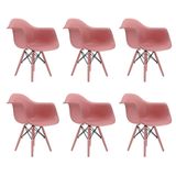 Conjunto 6 Cadeiras Eames Com Braço Opala Rosa Pés Em Polipropileno