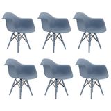 Conjunto 6 Cadeiras Eames Com Braço Zimbro Pés Em Polipropileno