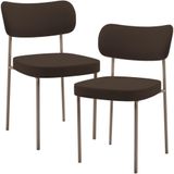 Kit 02 Cadeiras Para Sala De Jantar Melina Base Arena L02 Suede Marrom - Lyam Decor