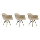 Conjunto 3 Cadeiras Eames Com Braço Fendi Pés Em Polipropileno