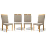 Kit Com 4 Cadeiras Agnes Madeira Maciça Estofadas Para Mesa De Jantar Veludo Bege 102