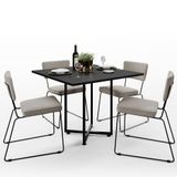 Mesa De Jantar Rivera Preto 90cm Com 04 Cadeiras Industrial Allana F01 Bouclê Bege - Lyam