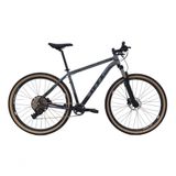 Bicicleta Aro 29 Gti Roma 12v Garfo Com Trava K7 11/50 Freios Hidráulicos Kit 1x12 Pneu Bege - Cinza/preto Tam.19