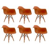 Conjunto 6 Cadeiras Eames Com Braço Terracota Pés Em Polipropileno