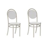 Cadeira Sala De Jantar 190 Aço Kit 2 Uni Prata - Assento Courano Branco - Carraro