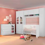 Quarto De Bebê Completo Eloisa Com Berço Branco Brilho Phoenix Baby