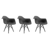 Conjunto 3 Cadeiras Eames Com Braço Konkret Pés Em Polipropileno