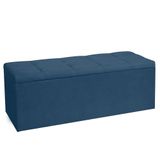 Calçadeira Recamier Baú Queen 1,60m Roma Suede - Pallazio Cor Azul Marinho