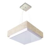 Lustre Para Sala De Jantar Vivare Md-4405 Cúpula Em Tecido 60x60cm Cor Rustico-bege Bivolt