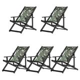 Kit 5 Espreguiçadeiras Dobrável Black Cb-folhas Verdes