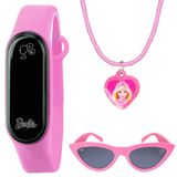 Relogio Barbie Infantil Digital + Oculos Proteção Uv + Colar Pulseira Ajustavel Menina Original Rosa