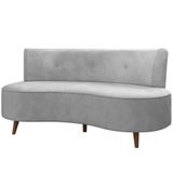 Sofá Chaise Living 2 Lugares 160cm Para Sala Istambul K01 Veludo Cinza - Lyam Decor