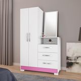 Cômoda 2 Portas 3 Gavetas Zurique Notável Branco-rosa