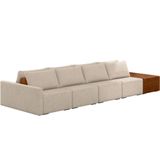 Sofá Ilha Modular Para Sala 432cm Com Puff Dublin K01 Linho Bege Sintético Caramelo - Lyam Decor