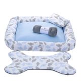 Kit Cama Pet Cachorro Ou Gato Nuvens Azul Tam: G 04 Peças