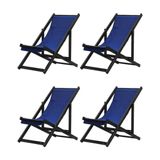Kit 4 Espreguiçadeiras Dobrável Black Sb-azul Marinho