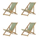 Kit 4 Cadeira Espreguiçadeira Dobrável S-b-l Verde-branco