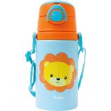 Garrafinha Aluminio Com Canudo Animal Fun Leao 400ml - Buba [f102]