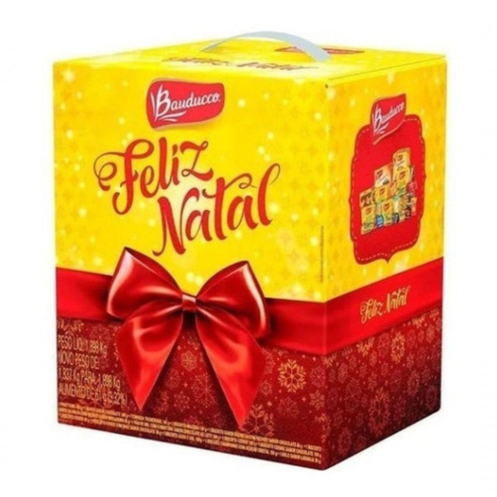 Cesta De Natal Bauducco Panetone Pequena 14 Itens