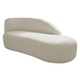 Divã Recamier Curvo Luna 185cm Lado Direito Bouclé - Adj Decor Cor Branco