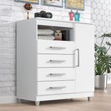 Comoda Kimberly 4 Gavs 1 Porta C/ Nicho Branco Branco