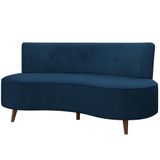 Sofá Chaise Living 2 Lugares 160cm Para Sala Istambul K01 Veludo Azul Marinho - Lyam Decor