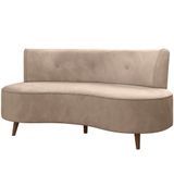 Sofá Chaise Living 2 Lugares 160cm Para Sala Istambul K01 Veludo Bege - Lyam Decor