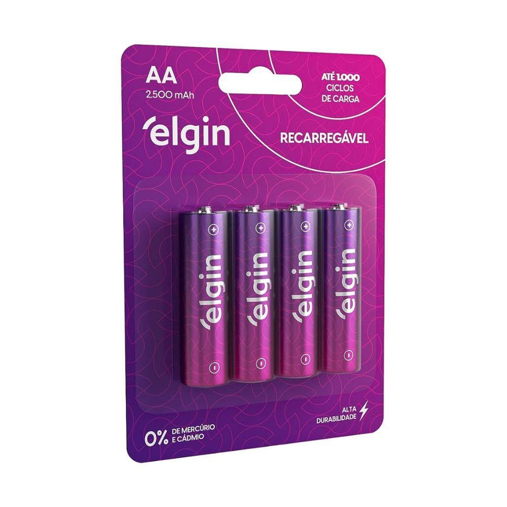 Pilha Recarregável Aa 2500 Mah Blister 4 Peças - Elgin