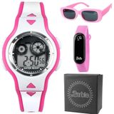 Relogio Infantil + Rosa Barbie Digital + Oculos Sol + Caixa Presente Alarme Ajustavel Esportivo Data