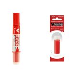 Kit Marcador Para Quadro Branco + Refil Pilot V-board Master Vermelho