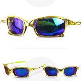 Oculos Sol Lupa Mandrake Juliet Dourado Gold Protecao Uv Casual Lente Azul Espelhada