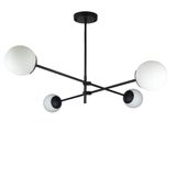 Lustre Lirio Com 4 Globos Esfera De Vidro Branco - Preto